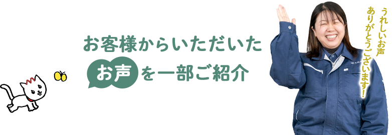 お客様からいただいたお声を一部ご紹介